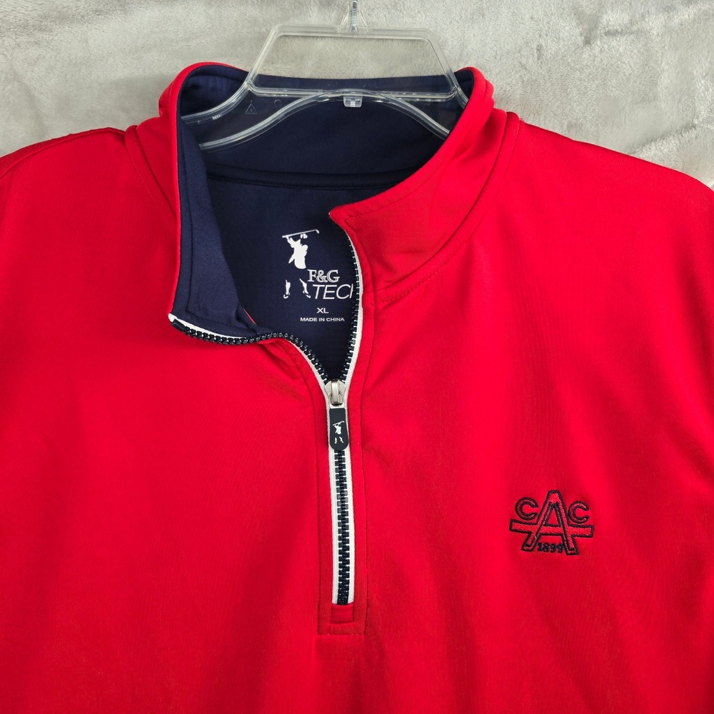 AUSTIN COUNTRY CLUB F&G Tech Mens XL Vest Red Quarter Zip Golf Athletic